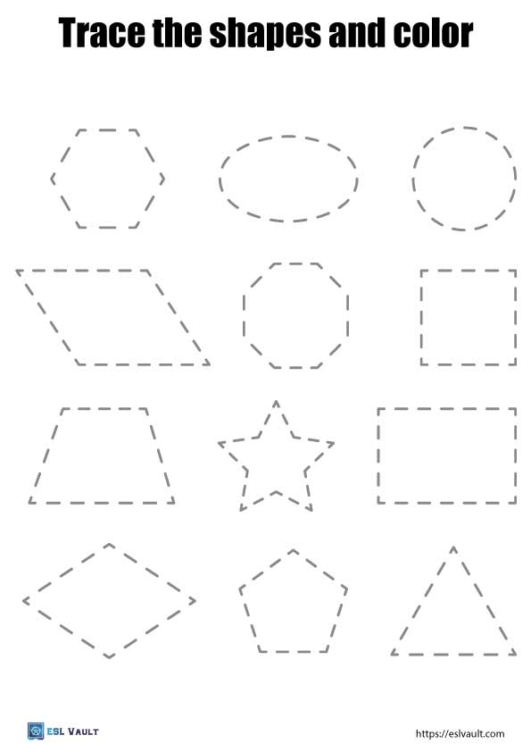 13 Free Printable Shape Tracing Worksheets ESL Vault