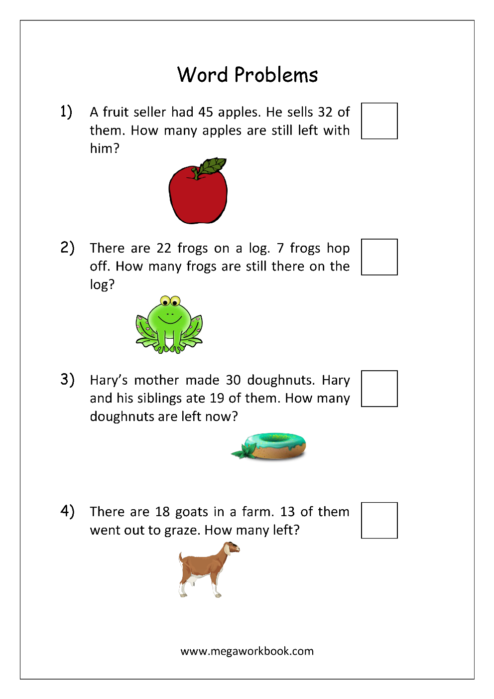 Addition And Subtraction Word Problems Worksheets For Kindergarten And 