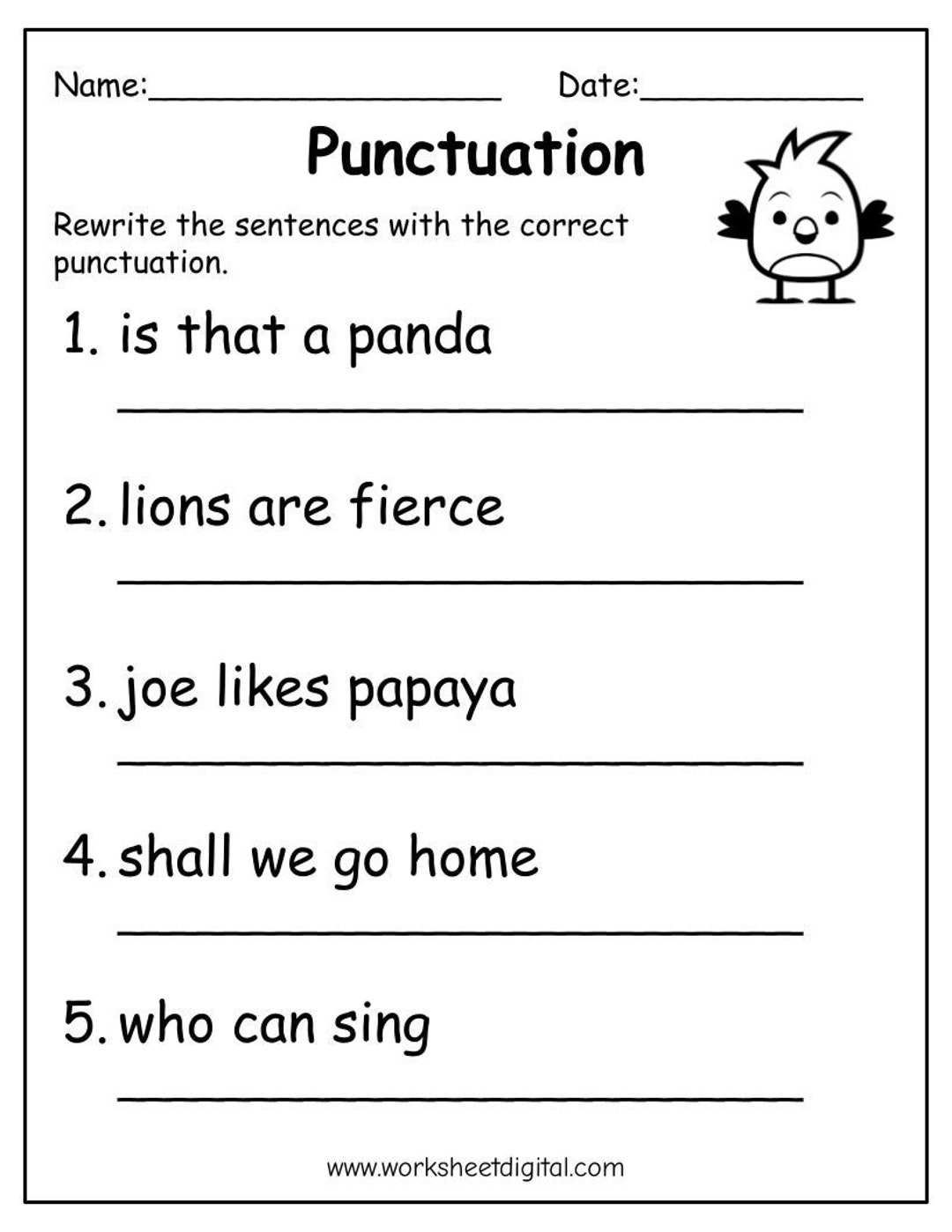 Buy Printable Punctuation Worksheets Punctuation Practice Worksheets