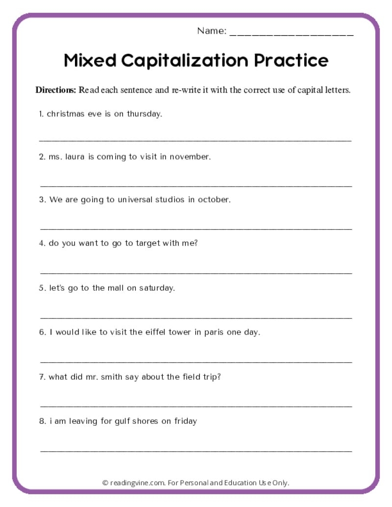 Capitalization Errors Worksheet Have Fun Teaching Worksheets Library