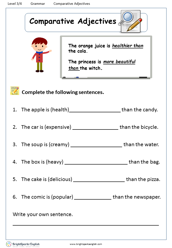 Comparative Adjectives Worksheet English Treasure Trove Worksheets