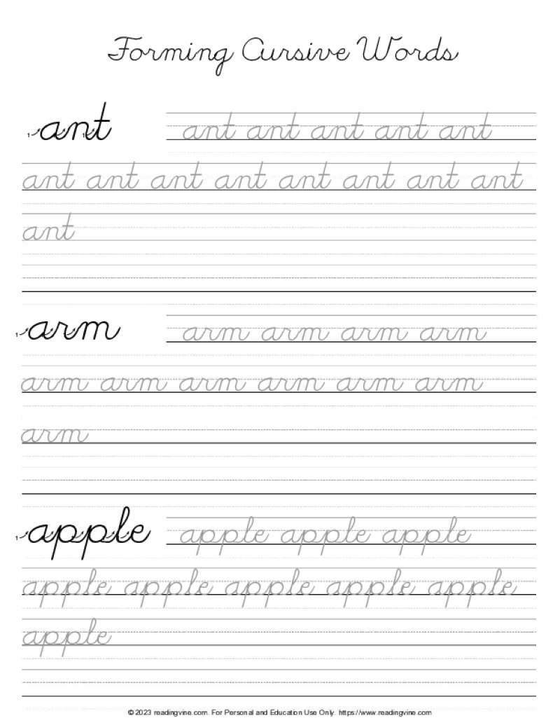 Cursive Writing Practice Sheets PDF ReadingVine Worksheets Library