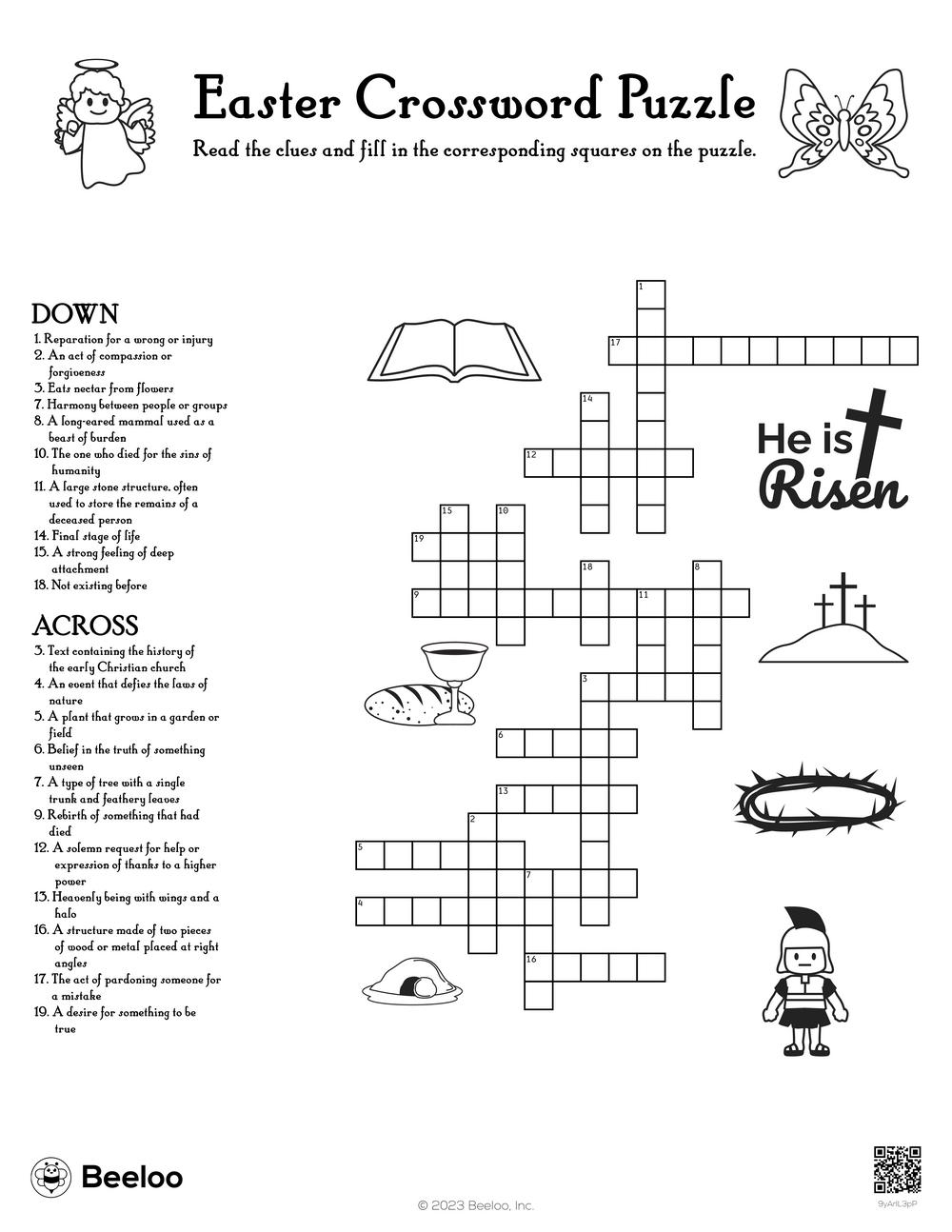 Easter Crossword Puzzle Beeloo Printable Crafts For Kids 9yArlL3pP 