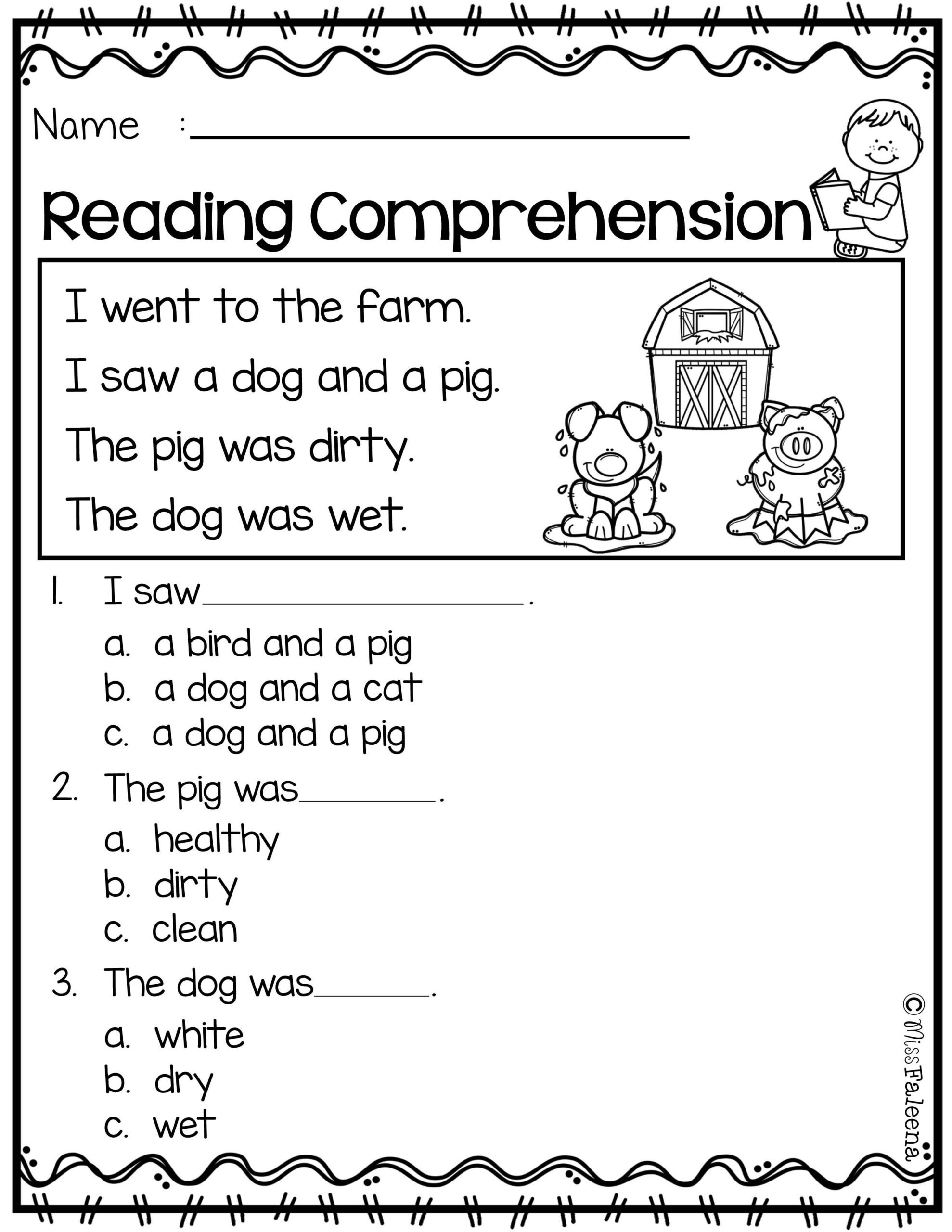 Free Reading Comprehension Is Suitable For Kindergarten Students 1st 
