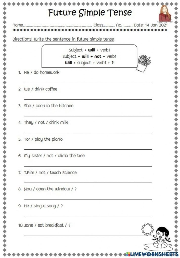 Simple Future Tense Worksheet - Free Printable Worksheets