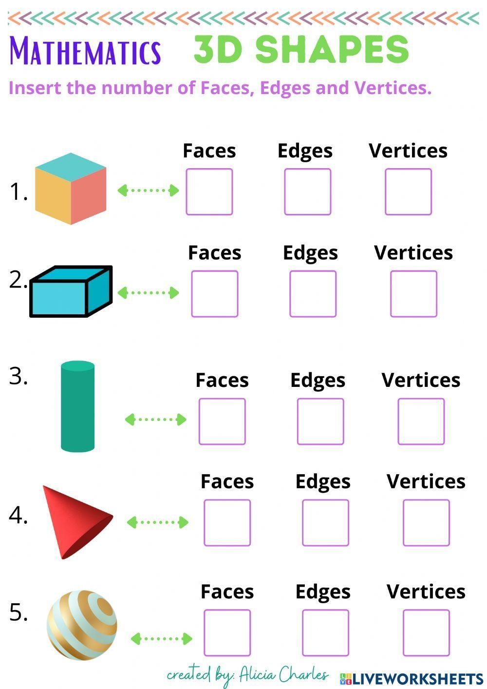 Geometry 3D Shapes Attritubes Worksheet Live Worksheets Worksheets 