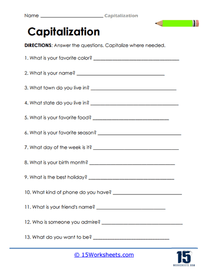 Grade 3 Grammar Topic 29 Capitalization Worksheets Lets Share 