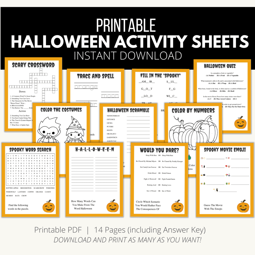 Halloween Activity Sheets Downloadable PDF Add A Little Adventure