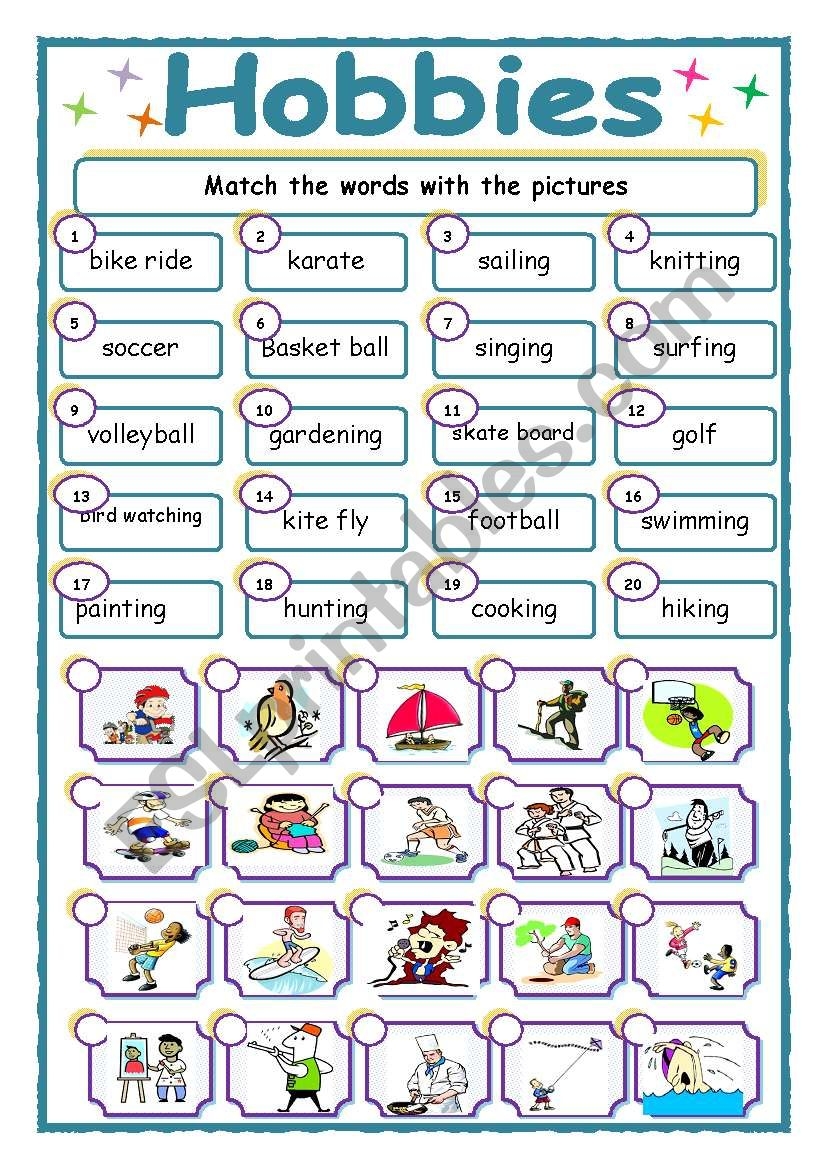 Hobbies Interactive Worksheet Hobbies English Esl Worksheets For 