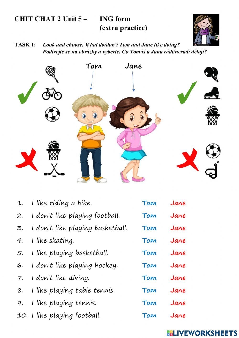  ING Form Verbs Hobbies like Don 39 t Like Ing Online Worksheet For 