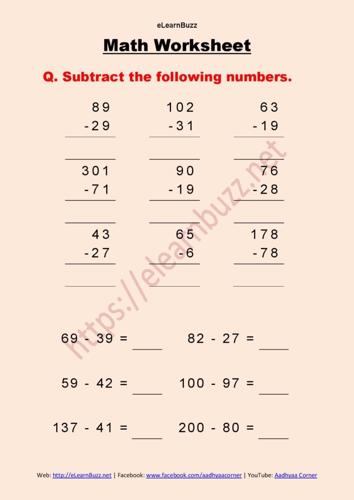 Math Worksheet For Class 2 Part 2 ELearnBuzz