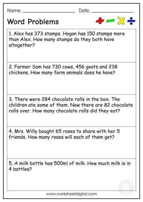 Mixed Word Problems Worksheet Digital Worksheets Library
