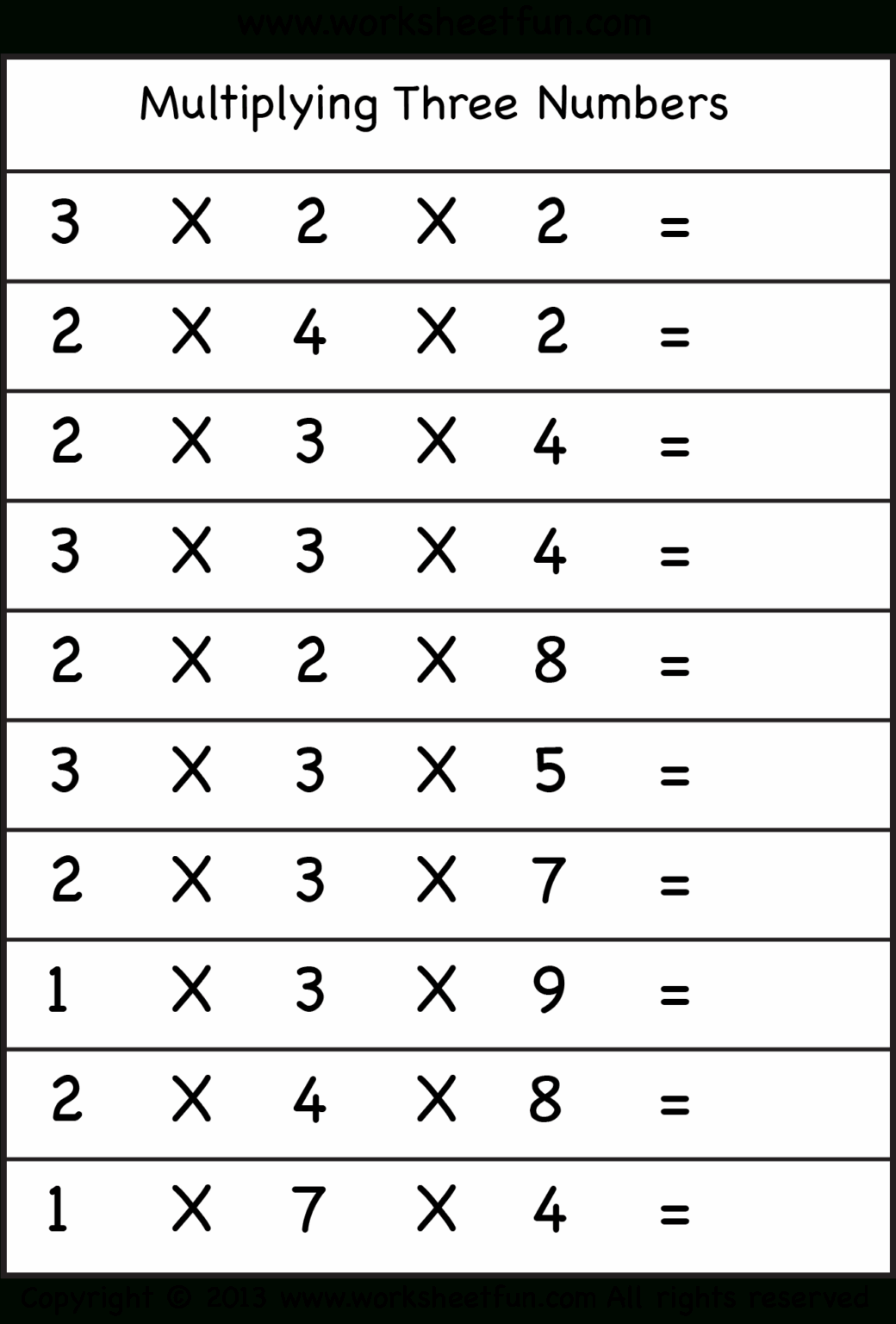 Printable Multiplication Worksheets - Free Printable Worksheets