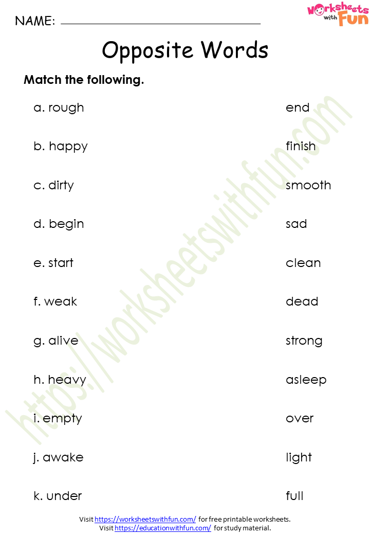 Opposite Words Worksheet Digital 58 OFF