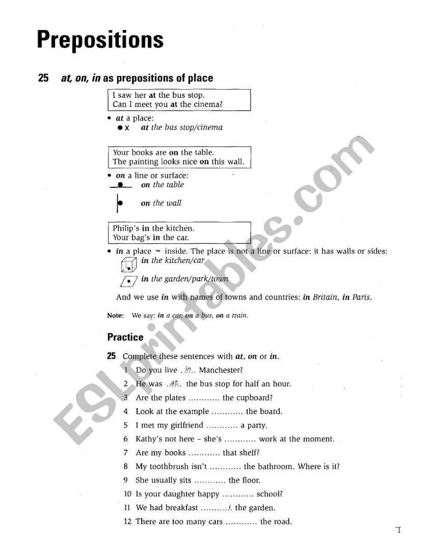 Preposition Worksheet With Answer Preposition Worksheets