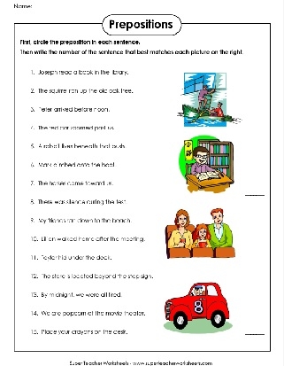 Prepositions Worksheets Worksheets Library