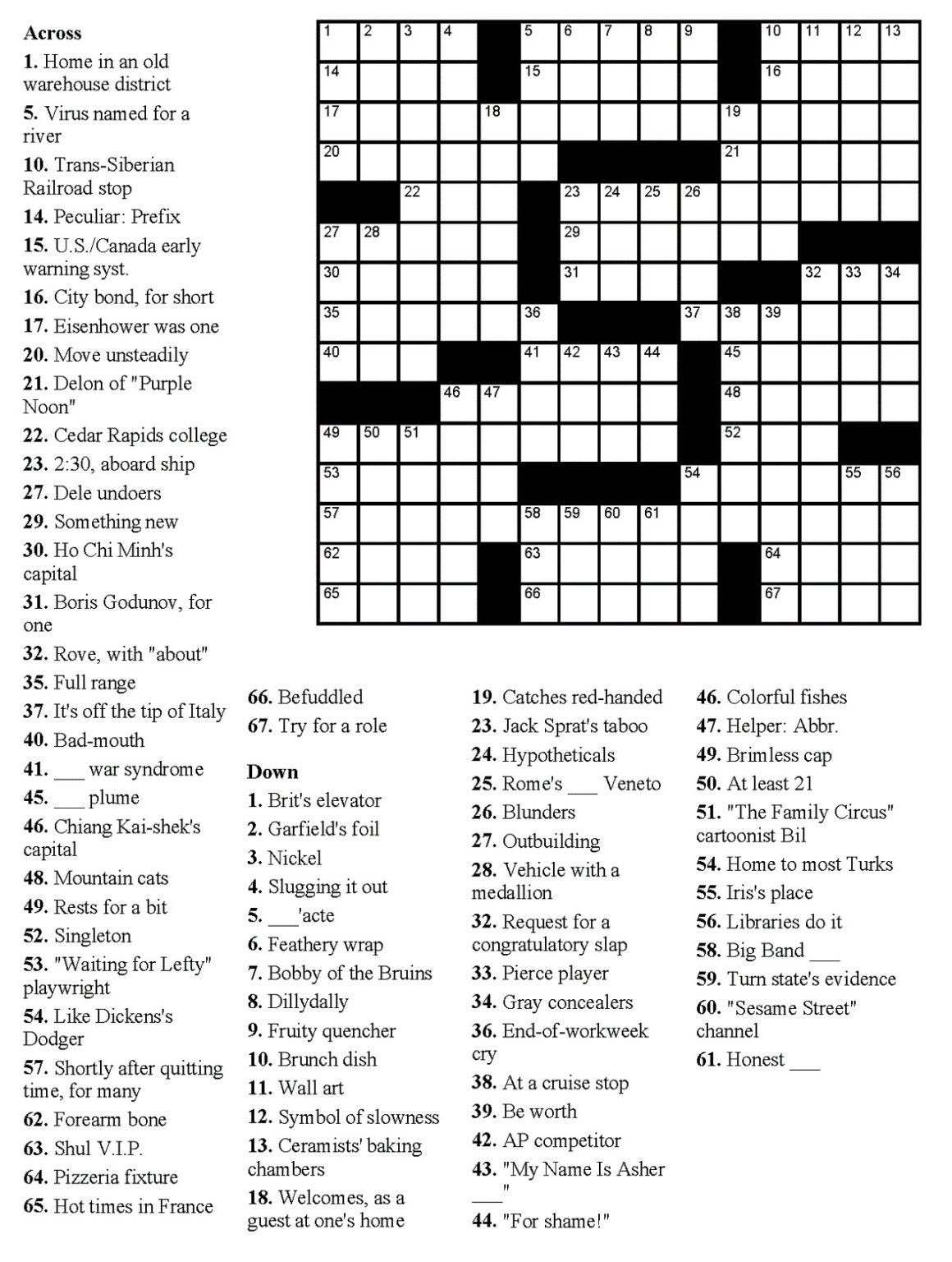 Printable Crosswords With Answer Sheet Printable JD