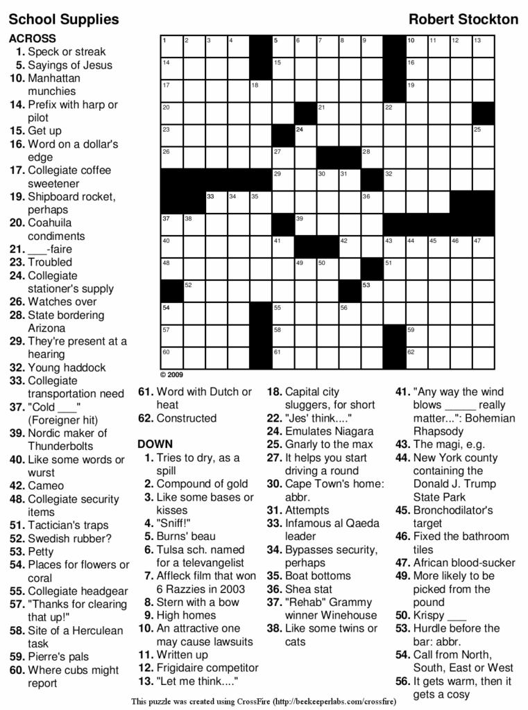 Printable Crossword Puzzles For Adults Pdf - Free Printable Worksheets