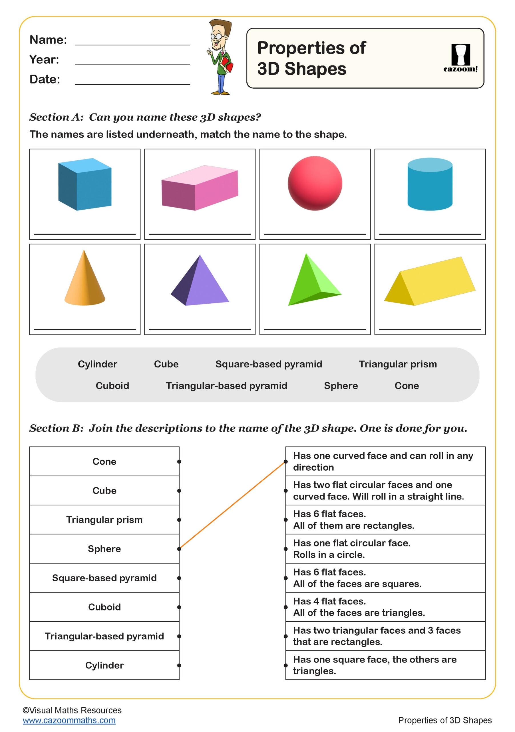 Properties Of 3D Shapes Worksheet Key Stage 1 PDF Geometry 
