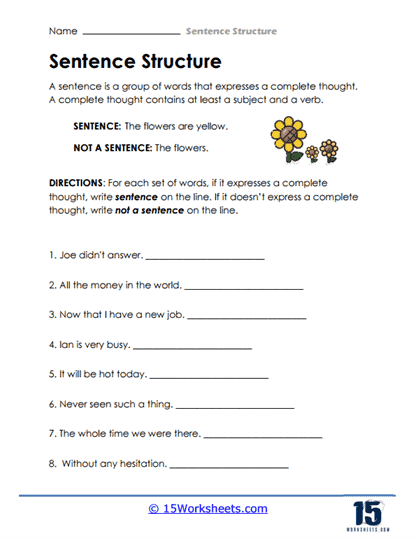 Sentence Structure Worksheets For 7th Grade Infoupdate