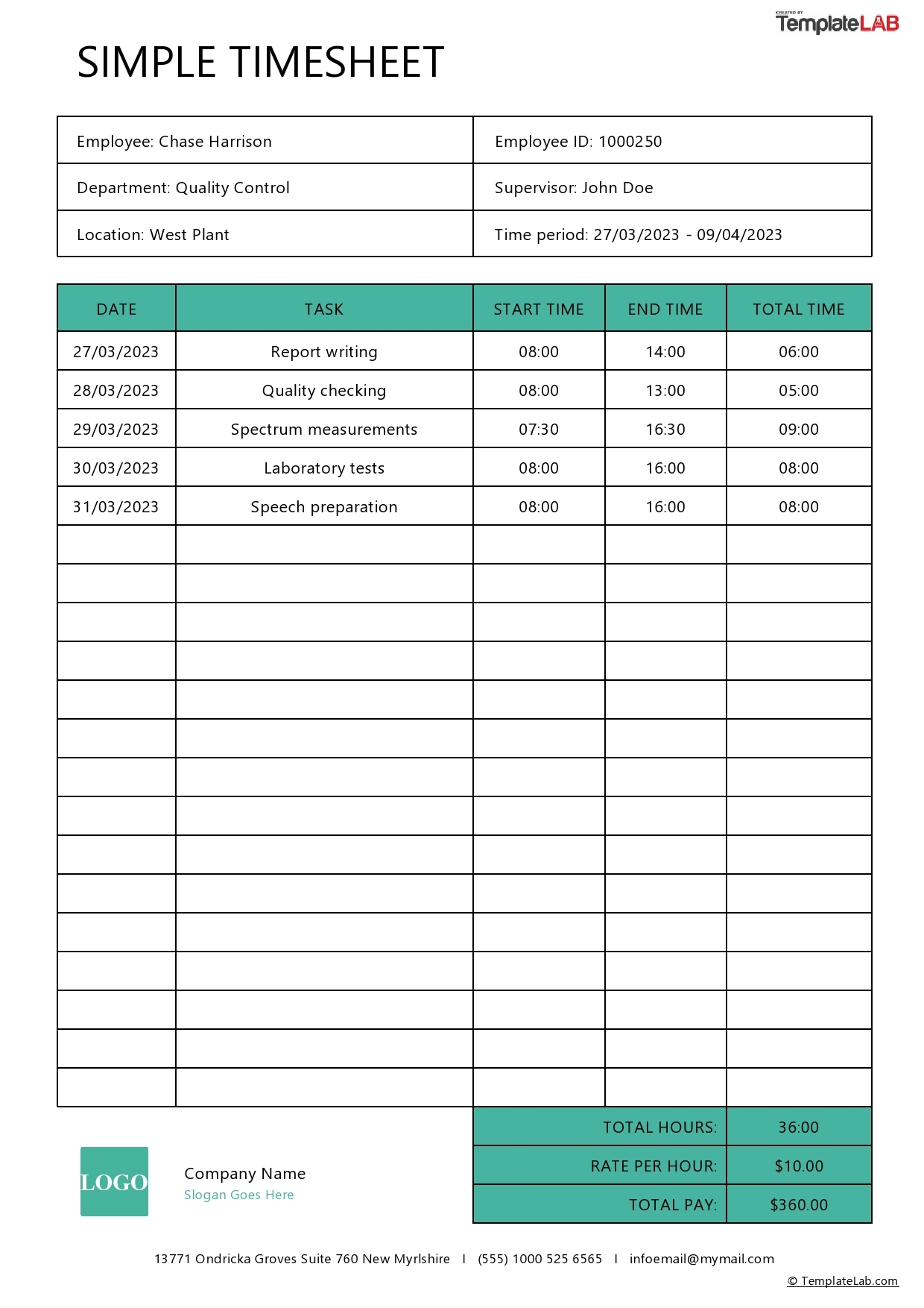 15 Free Timesheet Templates Excel Word PDF TemplateLab