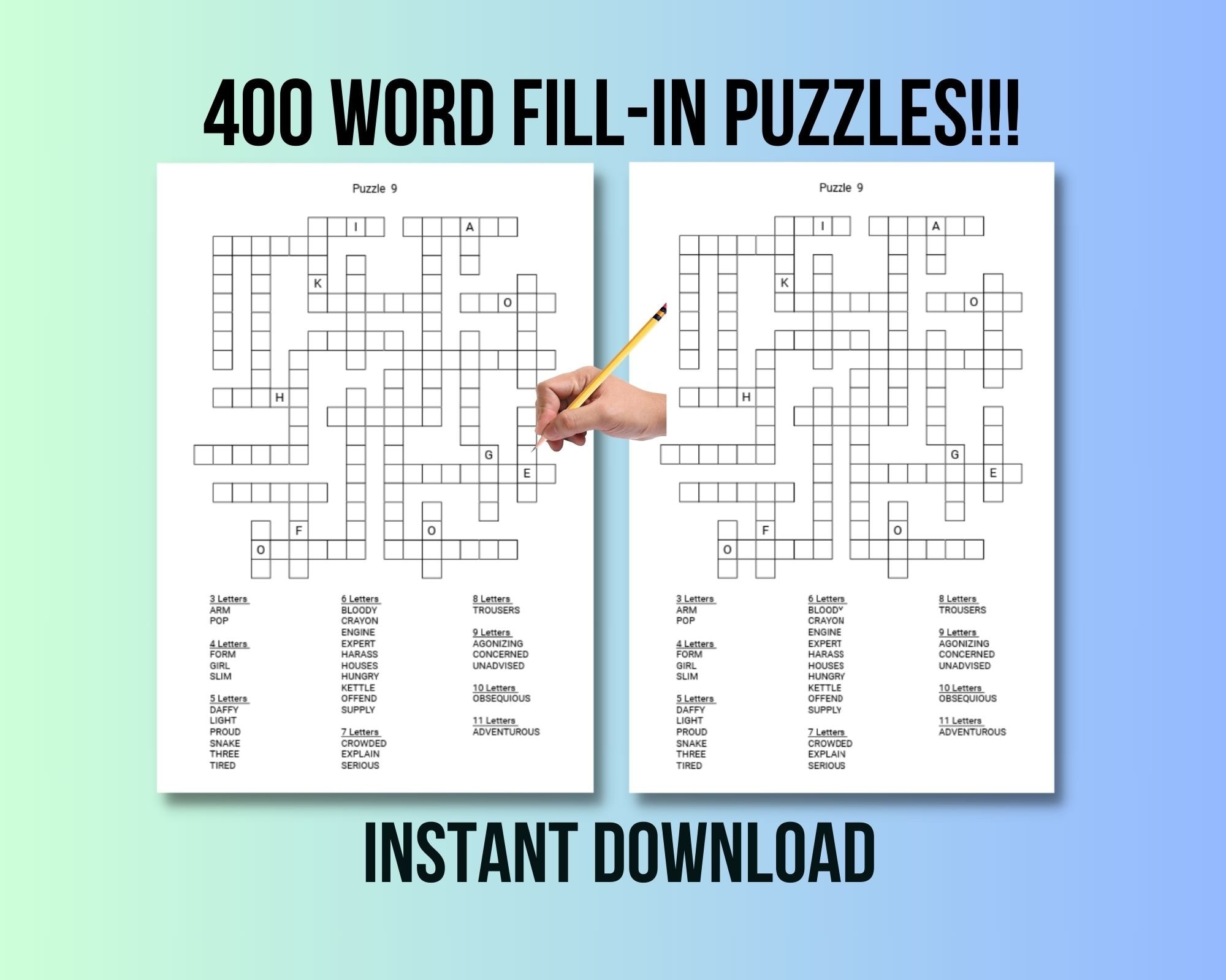 400 Printable Word Fill In Puzzle Pages For Adults Large Print 