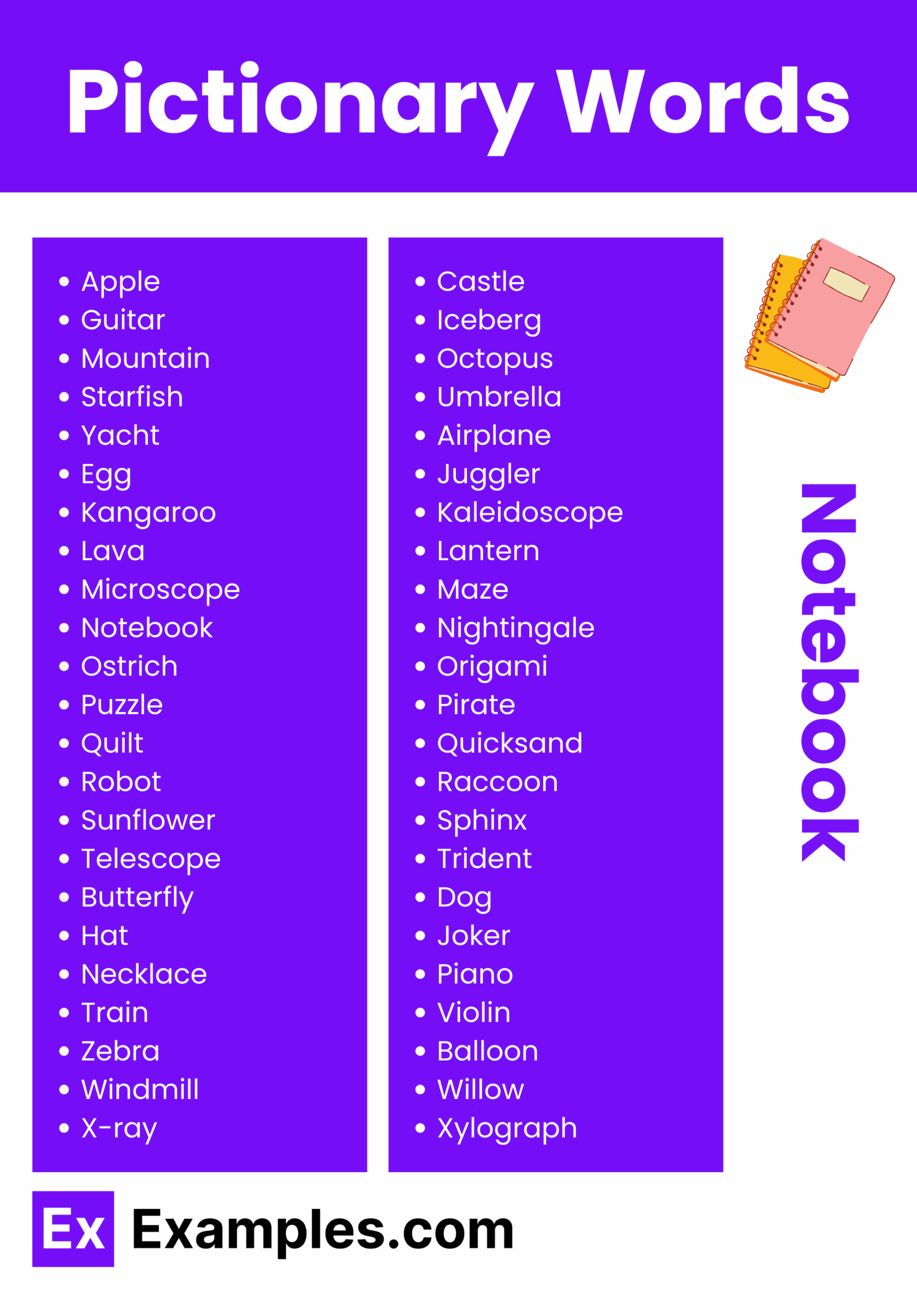 450 Pictionary Words List Meaning PDF