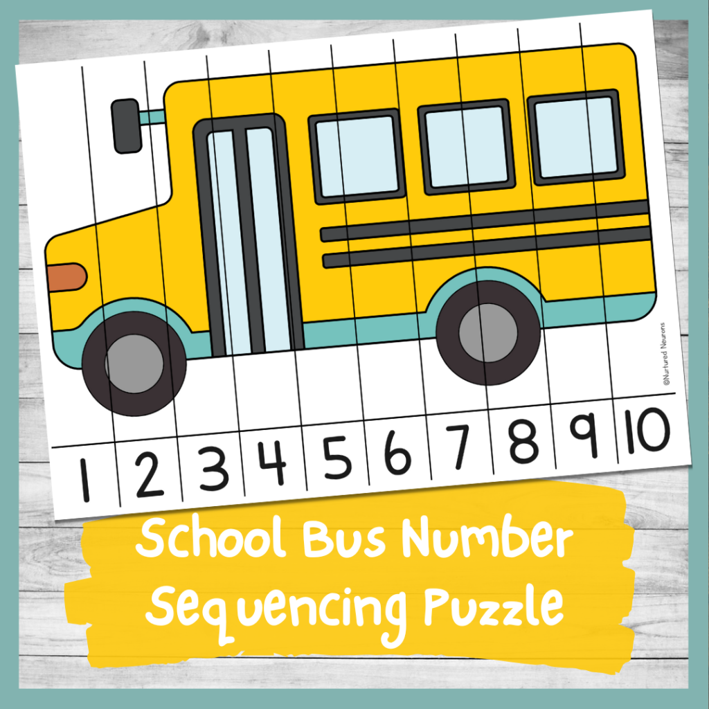 A Super School Bus Number Sequencing Puzzle 1 10 Printable PDF 