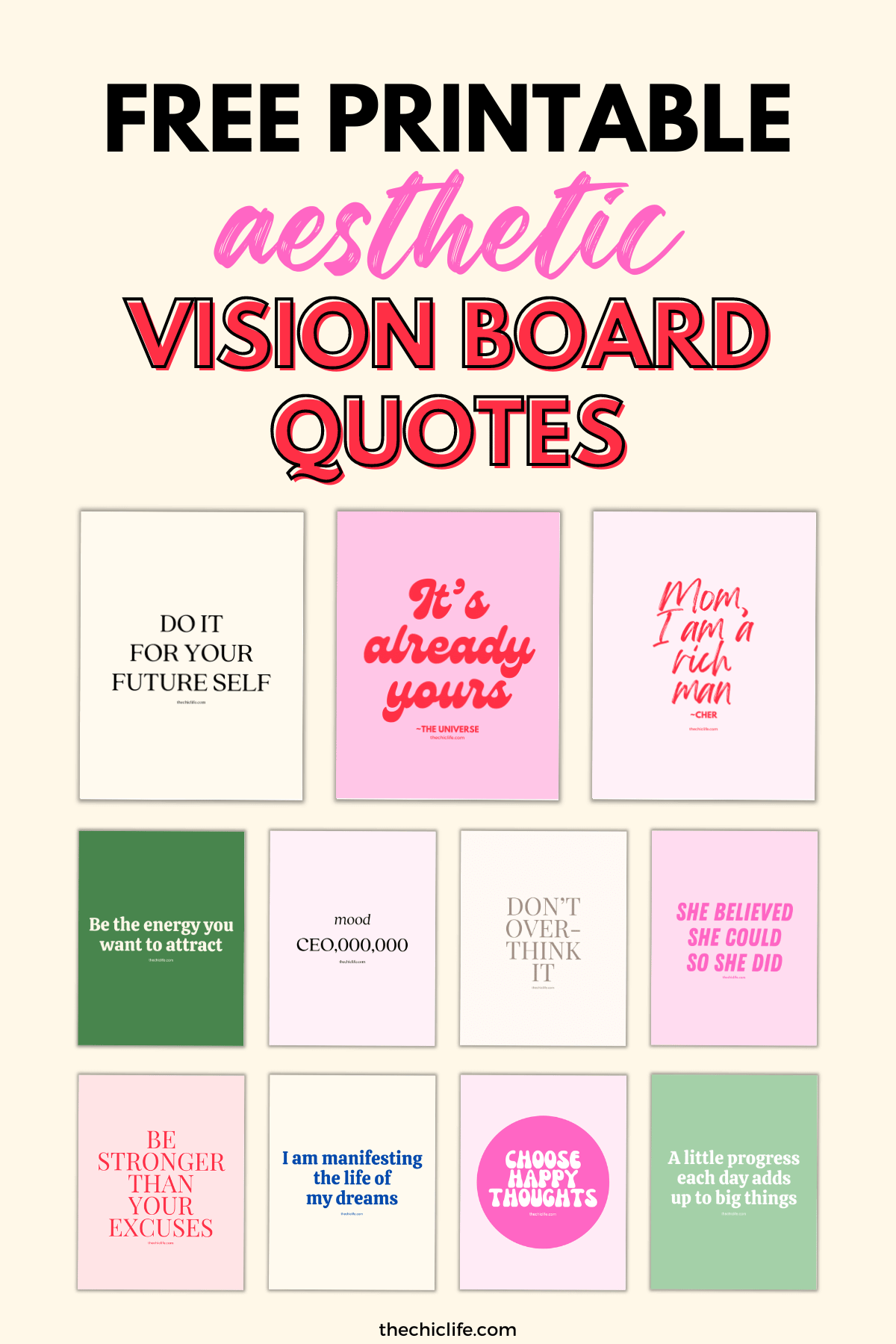 Aesthetic Vision Board Quotes 2025 Free Printable Of Beautiful Graphics The Chic Life
