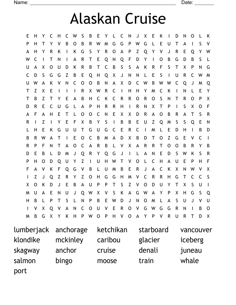 Alaska Trivia Word Search WordMint