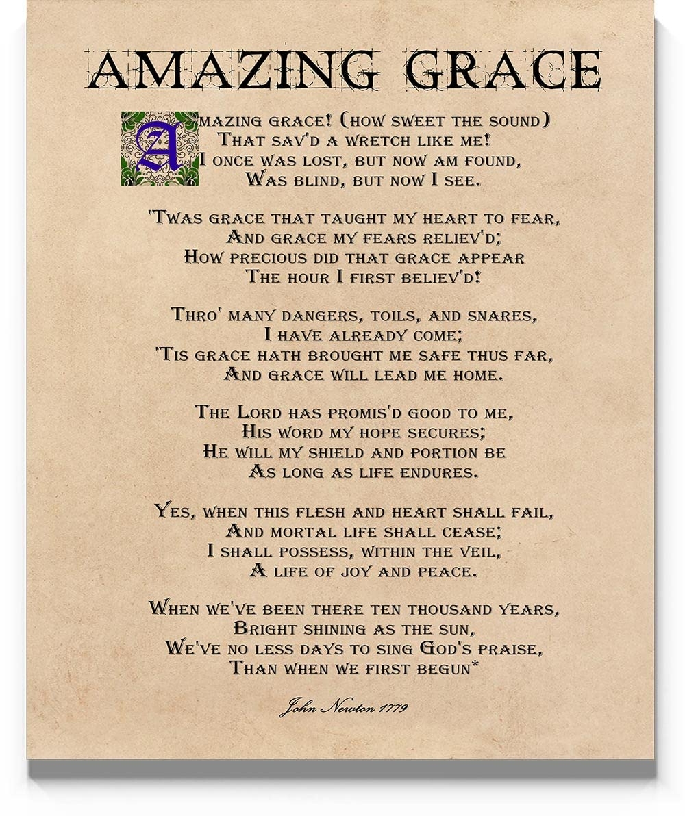 Amazing Grace Wall Art Print Ready To Frame 11x14 Inch Christian 