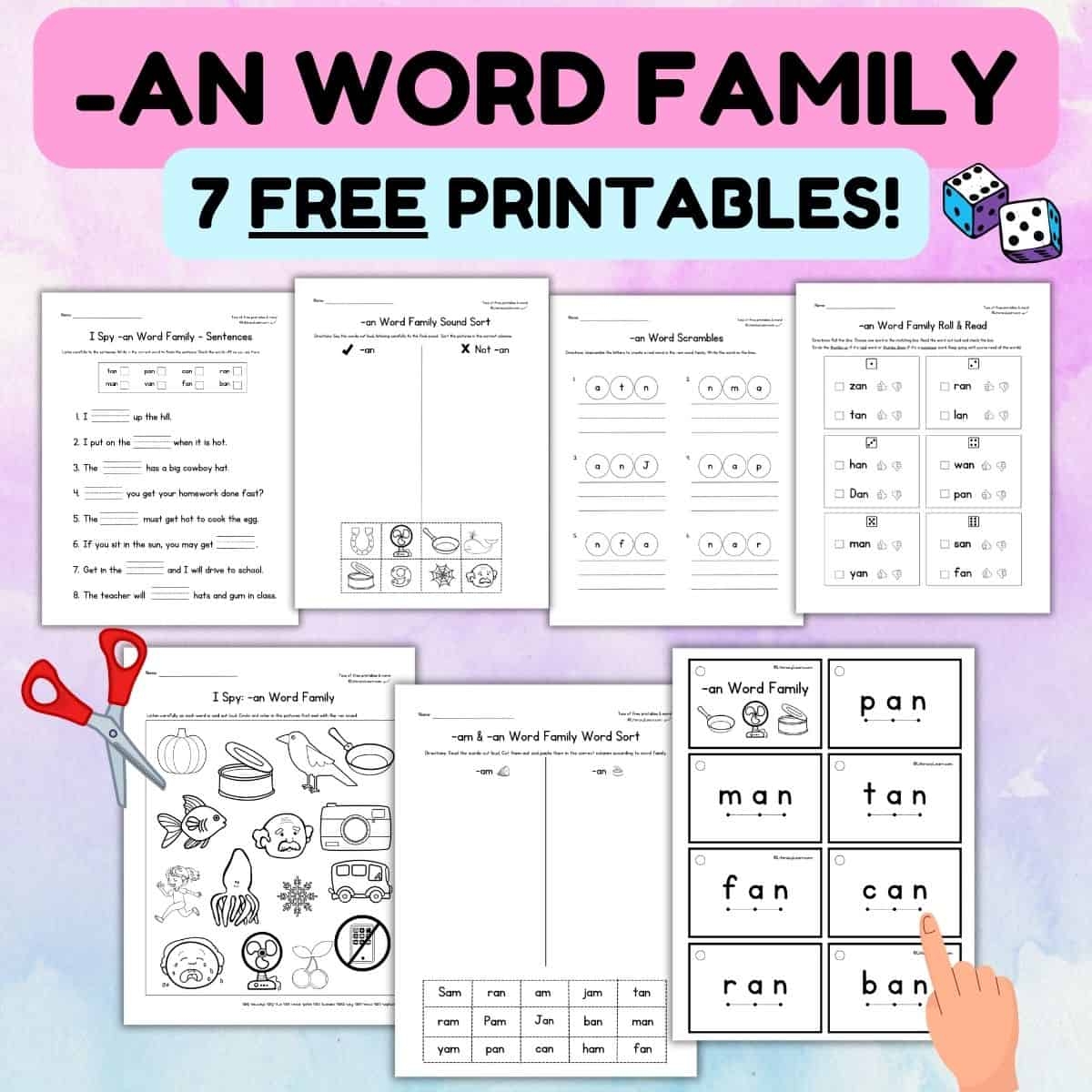 An Word Family Worksheets 7 FREE Printables Literacy Learn