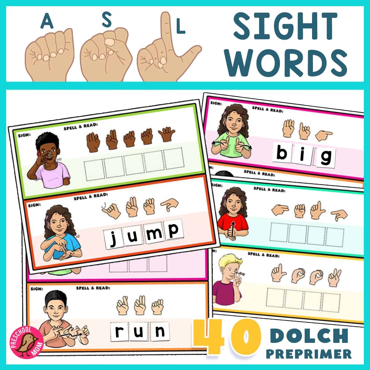 ASL Sight Word Mats Preschool Mom