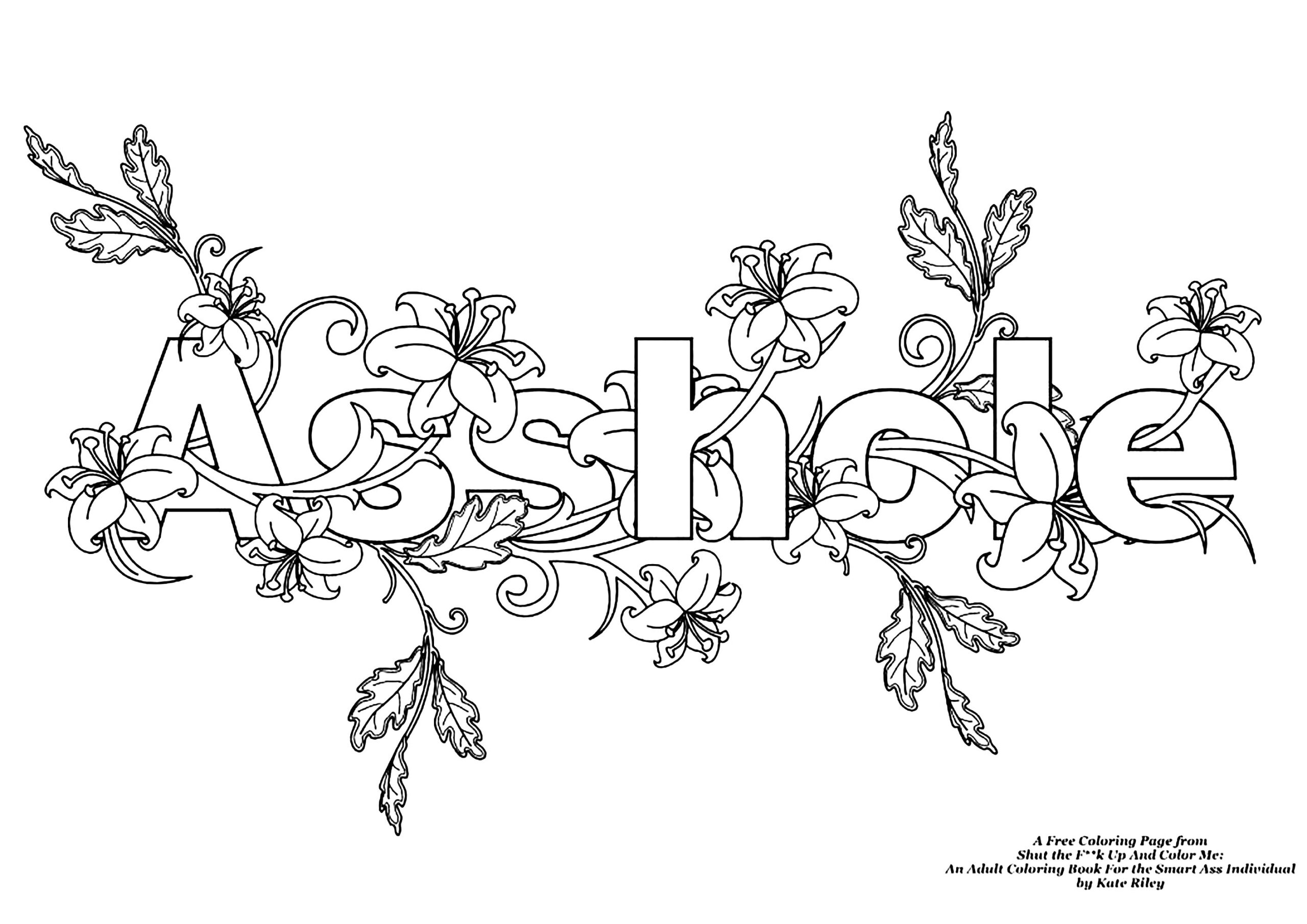 Asshole Swear Word Coloring Page Swear Word Coloring Pages