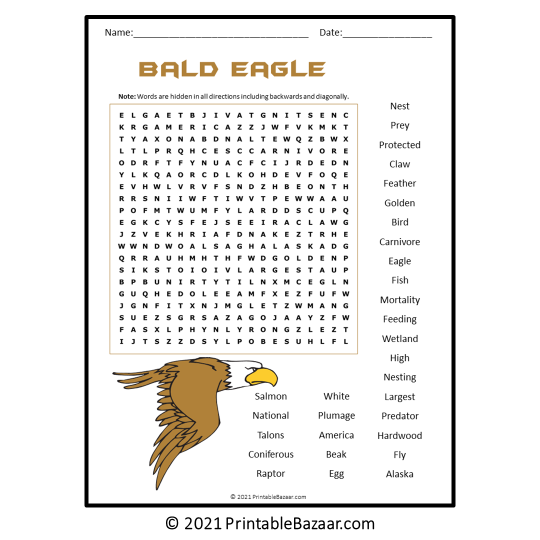 Bald Eagle Word Search Puzzle