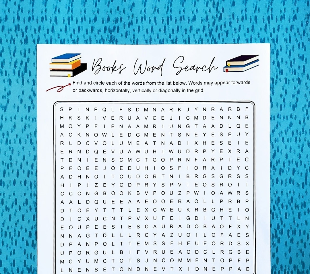 Books Printable Word Search Book Word Puzzle Party Game Brain Teaser Game Home School Classroom Home Activity Book Club Game Etsy