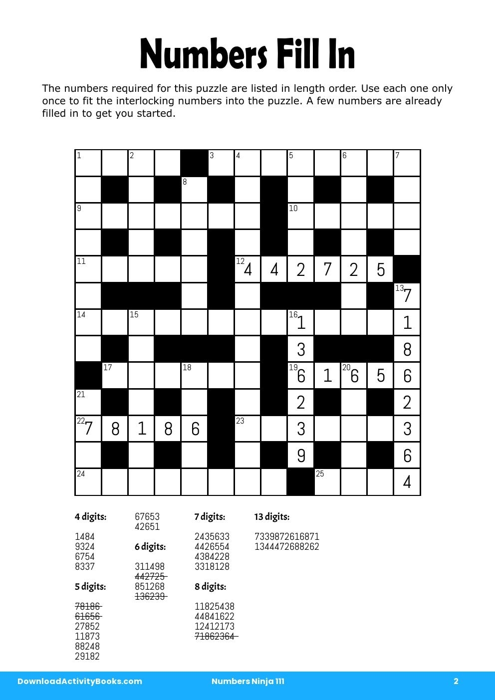 Download Numbers Fill In In Numbers Ninja 111
