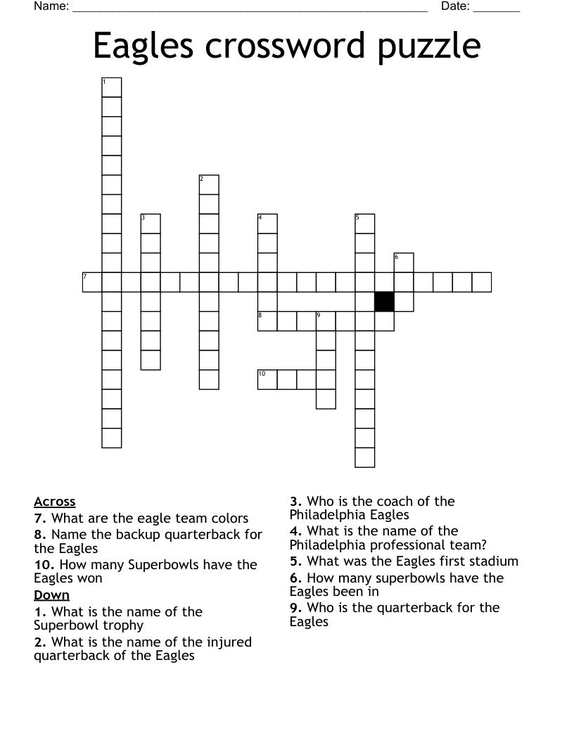 Eagles Crossword Puzzle WordMint