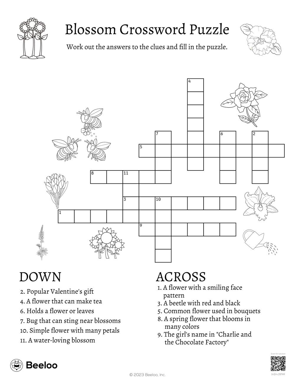 Flower themed Crossword Puzzles Beeloo Printable Crafts And 
