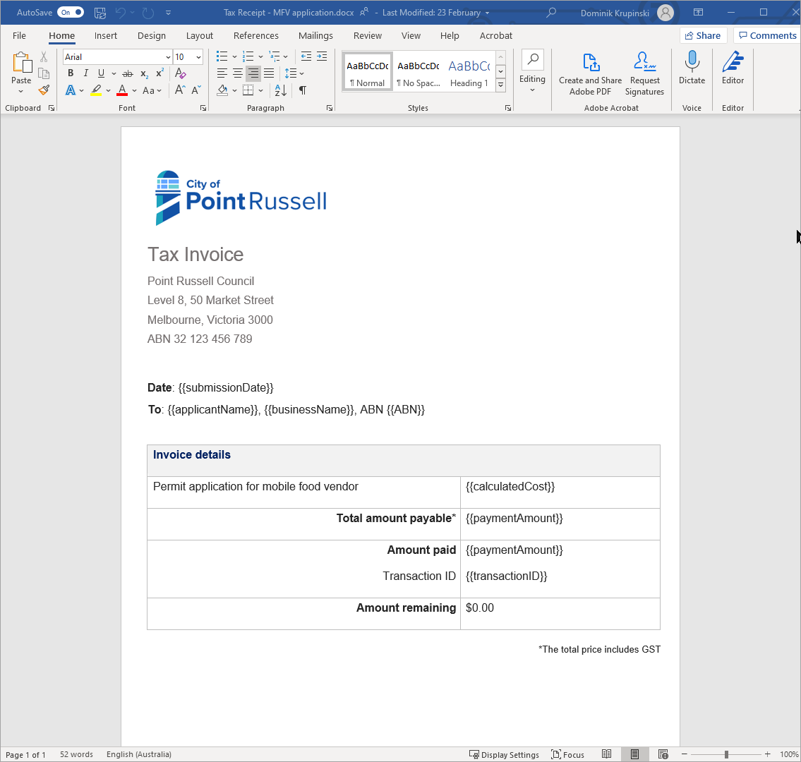 Format Microsoft Word Templates For Custom Documents OpenForms 