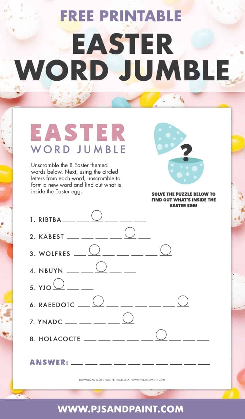 Free Printable Easter Word Jumble Archives Pjs And Paint