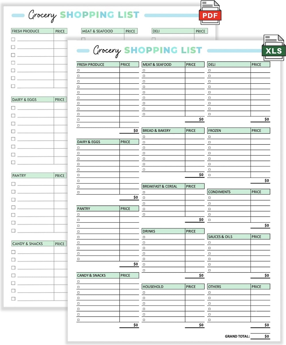 Free Printable Grocery List Templates In PDF U0026 WORD