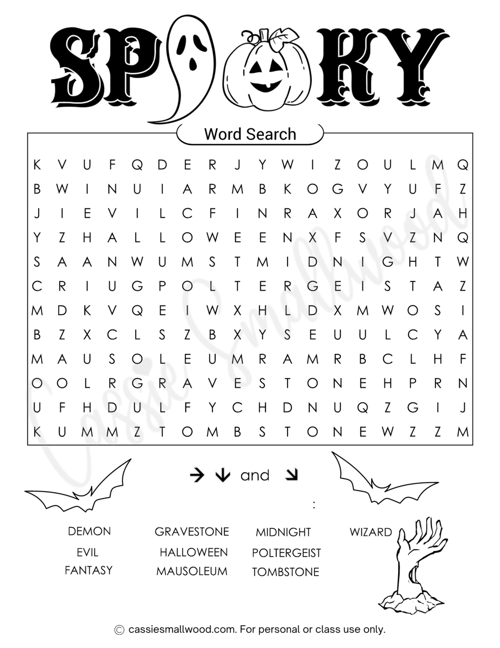 FREE Printable Halloween Word Searches Cassie Smallwood
