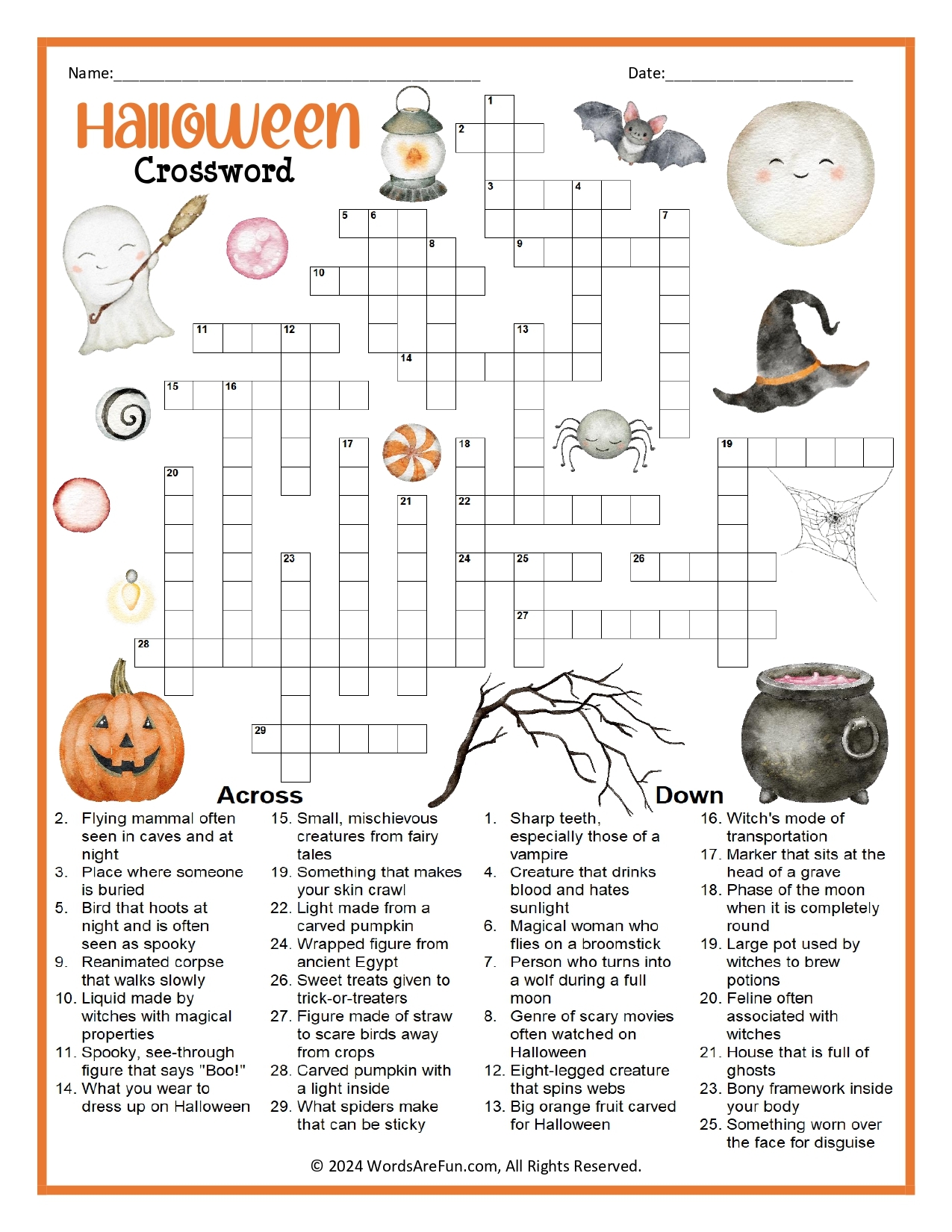 Halloween Crossword Puzzle Halloween Crossword Puzzle