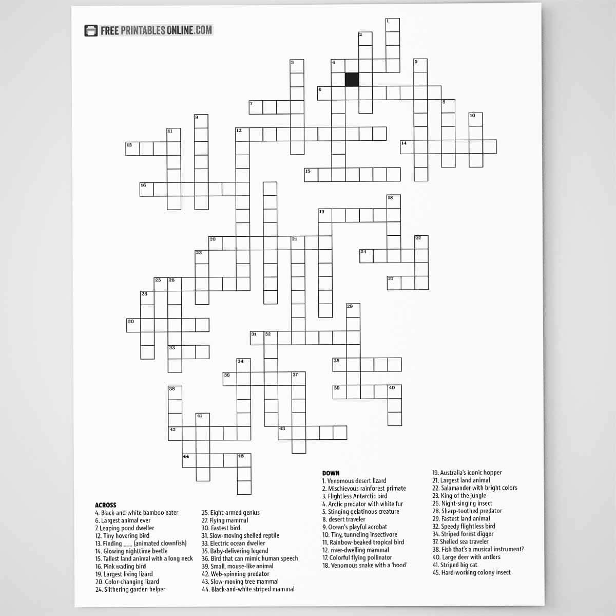 Kid Friendly Free Printable Crossword Puzzle Free Printables Online