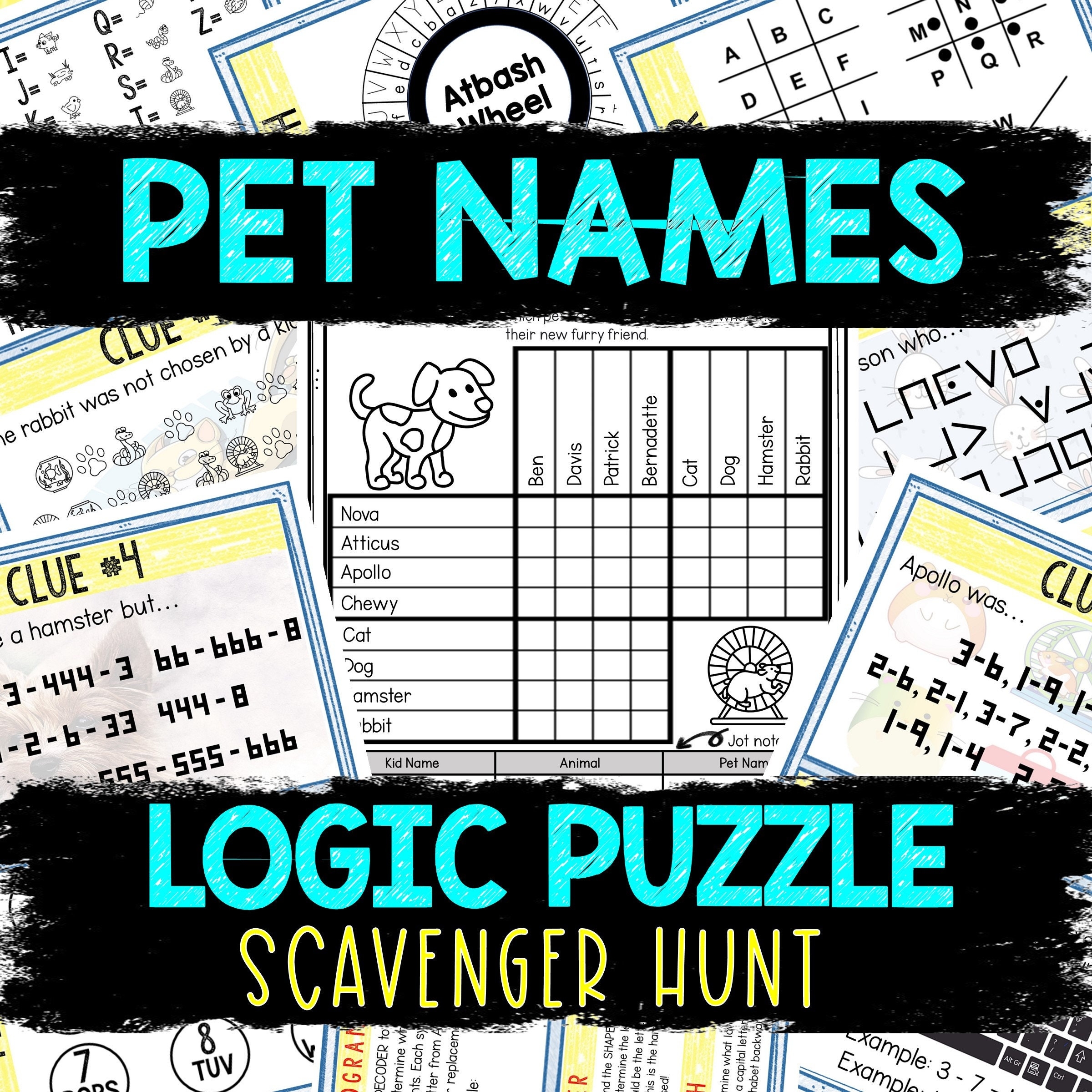 Logic Puzzle Scavenger Hunt Game For Kids Party Game Pet Names 