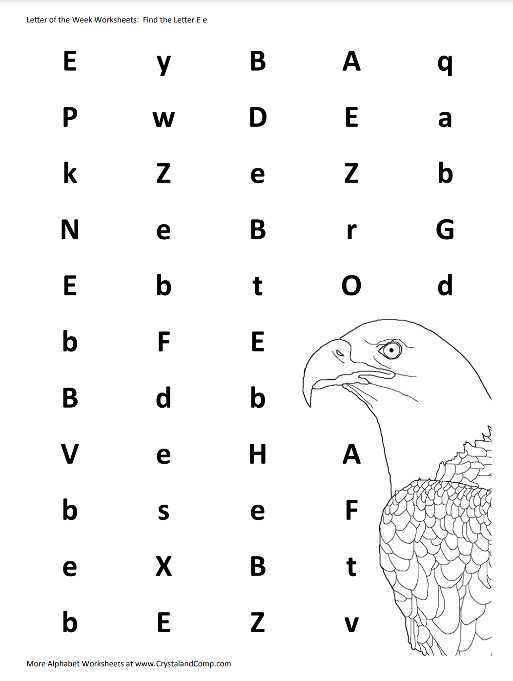 Preschool Letter Worksheets E Is For Eagle
