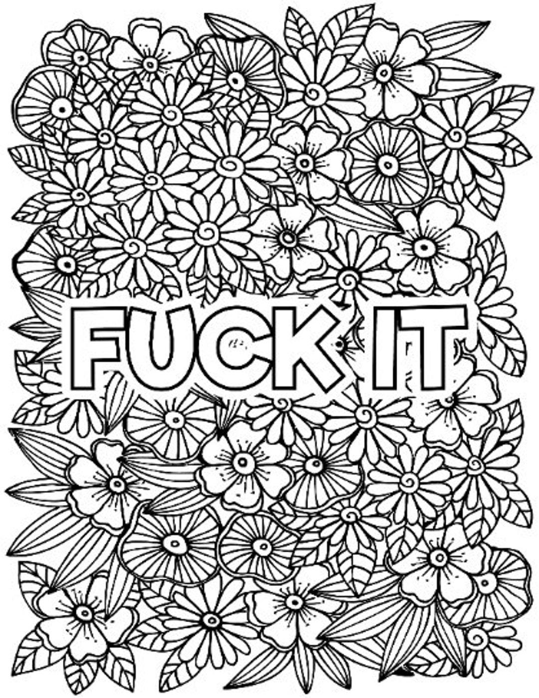 Printable 8 5 X 11 Adult Coloring Swear Word Curse Words Funny Digital PDF Download Etsy