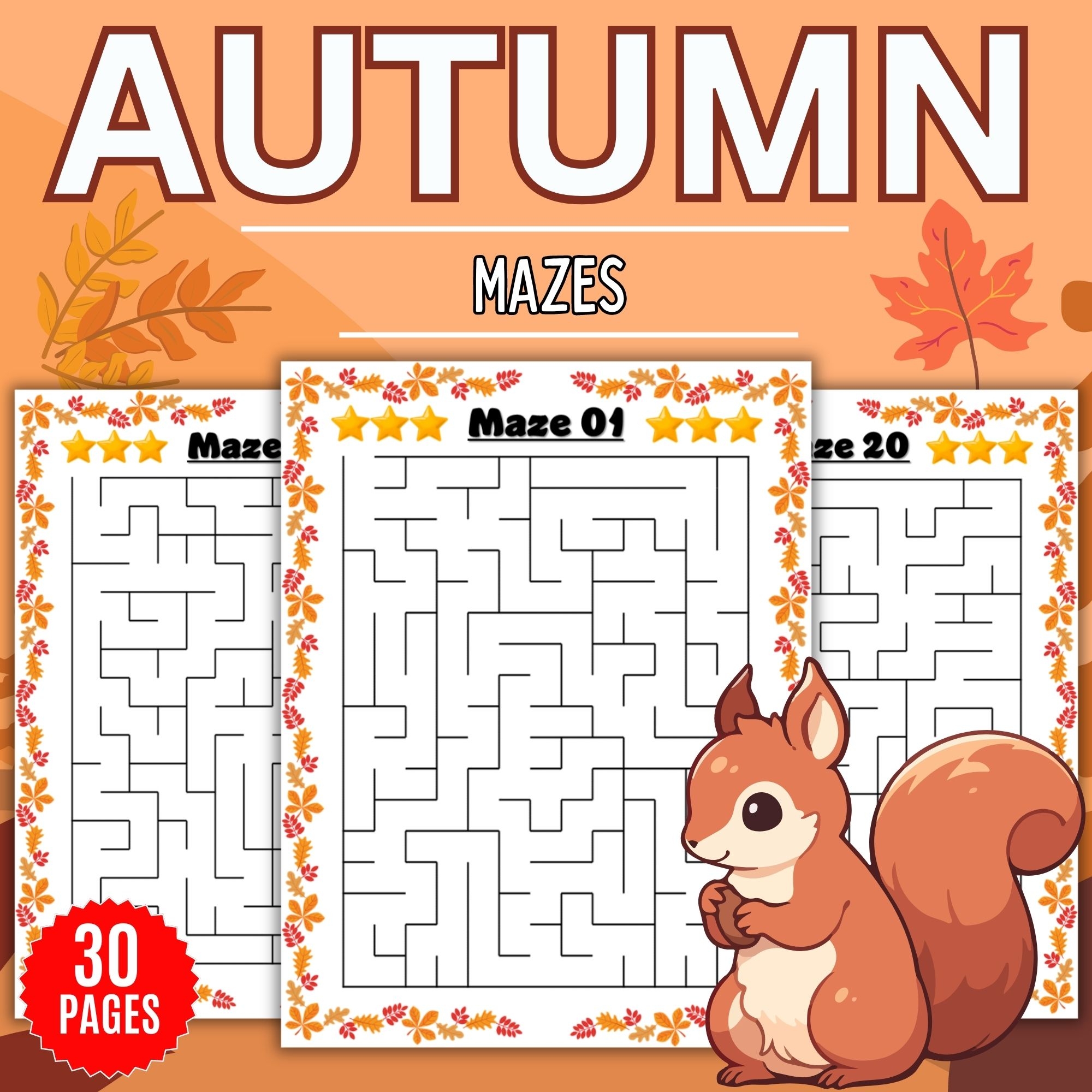Printable FALL Season Mazes Puzzles With Solution Fun AUTUMN 