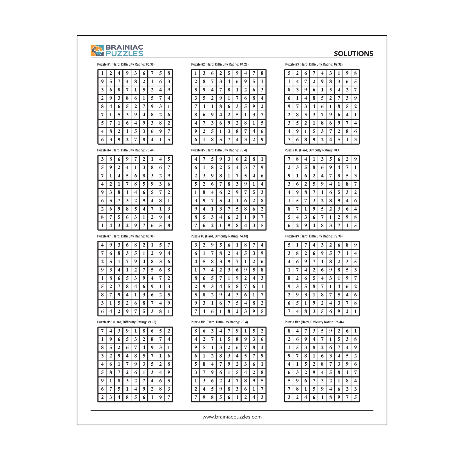 Printable Hard Sudoku Pack 432 Puzzles For Adults Volume 1 